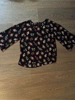 Papermoon Black Floral 3/4 Sleeve Blouse